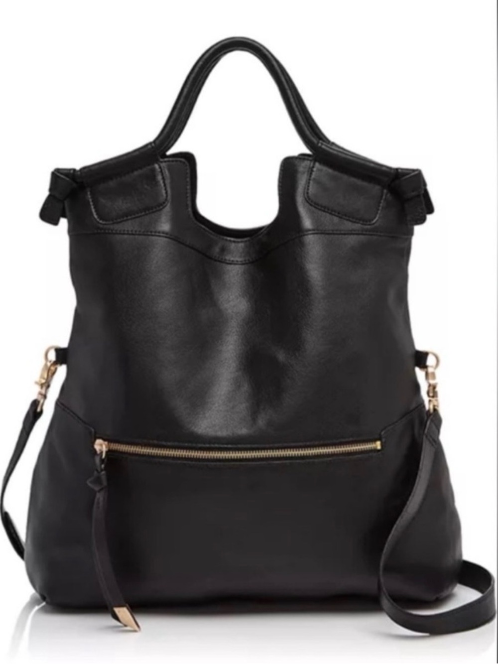 Foley + Corinna Black Leather Hobo with Gold Hardware